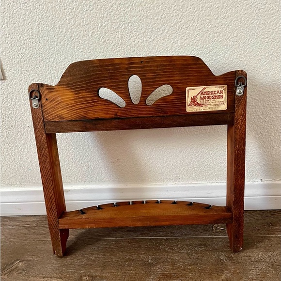 Rustic Brown Wooden Wall Shelf - Picture 7 of 11